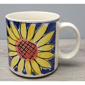 Sango Hand‎ Painted Blue Sunflower 6125 Ceramic Coffee Mug